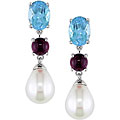 14k Gold Freshwater Pearl and Gemstone Earrings (8 mm)