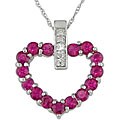 10k Gold Pink Sapphire and Diamond Heart Necklace