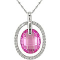 14k Gold Pink Quartz and 1/5ct TDW Diamond Necklace