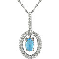 14k Gold Blue Topaz and 1/6ct TDW Diamond Necklace