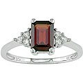 10k White Gold Garnet and 1/10ct TDW Diamond Ring