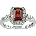 10k White Gold Garnet and 1/8ct TDW Diamond Ring