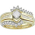 14k Yellow Gold 3/4ct TDW Diamond Wedding Ring Set (G-H-I-J, SI3-I2)