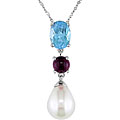 14k Gold Freshwater Pearl and Gemstone Necklace (8 mm)