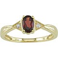 10k Yellow Gold Garnet and Diamond Accent Ring