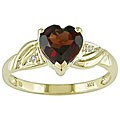 10k Gold Garnet and Diamond Accent Heart Ring