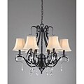 Black Iron 6-light Chandelier with Crystals