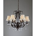 Antique Copper Iron 6-light Chandelier with Crystals