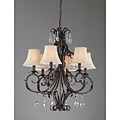 Fancy Antique Copper Iron 6-light Chandelier with Crystals
