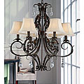 Antique Copper Iron 6-light Crystal Chandelier