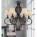 Antique Copper Iron 6-light Crystal Chandelier