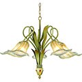Hand-blown Glass 5-light Iron Floral Chandelier