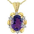 10k Yellow Gold Amethyst and Diamond Neckace