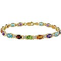 10k Gold Multicolor Gemstone and Diamond Bracelet