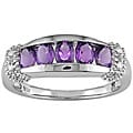 10k White Gold Amethyst and Diamond Ring