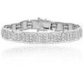 Sterling Silver CZ Curved Link Bracelet