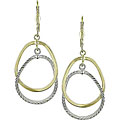 10k Two-tone Gold Pear Shape Drop Earrings