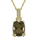 10k Yellow Gold Smokey Quartz and Diamond Necklace