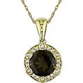 10k Gold 1/10ct Diamond and Smokey Quartz Pendant