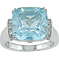 10k Gold Blue Topaz and 1/6ct TDW Diamond Ring