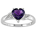10k White Gold Amethyst and Diamond Heart Ring