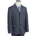 BJK Collections Solid Grey Boy's Suit with Blue Shirt