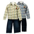 Coney Island Boy's Plaid Shirt and Jeans Set