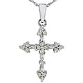 10k White Gold 1/4ct TDW Diamond Cross Necklace