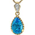 10k Yellow Gold Blue Topaz and Diamond Necklace