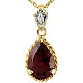 10k Yellow Gold Garnet and Diamond Necklace