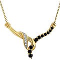 14k Yellow Gold Ebony Sapphire and Diamond Necklace