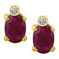 14k Yellow Gold Ruby and Diamond Stud Earrings
