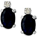 14k White Gold Sapphire and Diamond Stud Earrings