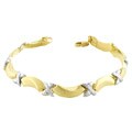 10k Two-tone Gold Ribbons and Petals Link Bracelet