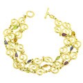 14k Gold Semi-precious Gemstone Greek Bracelet