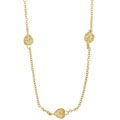 14k Gold over Silver 40-inch CZ Stations Necklace