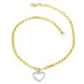 14k Gold Diamond Accent Heart Charm Anklet
