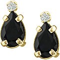 14k Yellow Gold Sapphire and Diamond Earrings ( J/K, I1 )