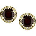 10k Gold Garnet and 1/5ct TDW Diamond Earrings