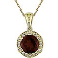 10k Gold Garnet and 1/10ct TDW Diamond Necklace