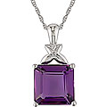 10k Gold Amethyst and Diamond Accent Necklace