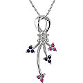 14k Gold Sapphire and 1/8ct TDW Diamond Necklace