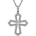 10k White Gold 1/4ct TDW Diamond Cross Necklace (I-J, I2-I3)