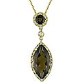 14k Gold Smokey Quartz and 1/6ct TDW Diamond Necklace