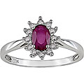 10k Gold Oval Ruby and 1/6ct TDW Diamond Ring