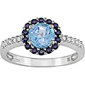 10k Gold Blue Topaz, Sapphire and 1/10ct TDW Diamond Ring