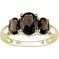10k Yellow Gold Smokey Quartz 3-stone Ring