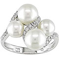 10k Gold Freshwater Pearl and 1/8ct TDW Diamond Ring (5.5-7 mm)