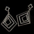 Gunmetal Rhinestone Triple Kite Earrings