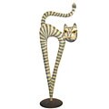 Hand-painted Grey Stripe Metal Cat Sculpture